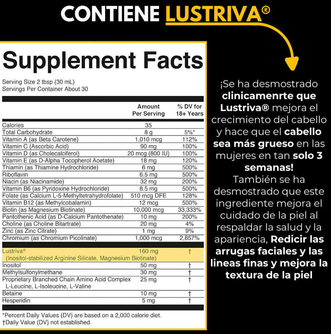 Multivitamínico líquido + Lustriva® : mírate 10 años más joven