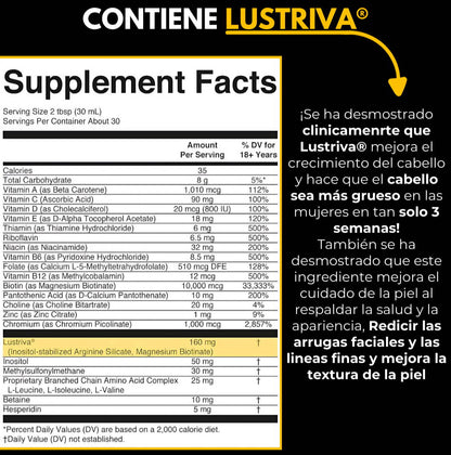 Multivitamínico líquido + Lustriva® : mírate 10 años más joven